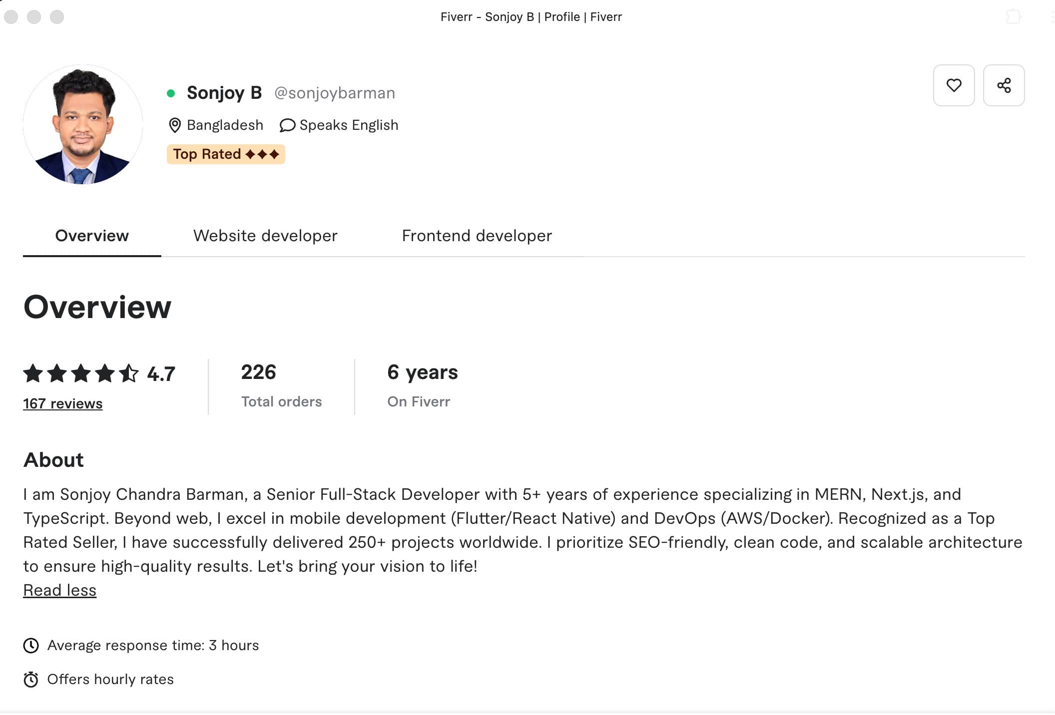 Top Rated Full-Stack Developer on Fiverr (4.7★ from 167+ Clients)