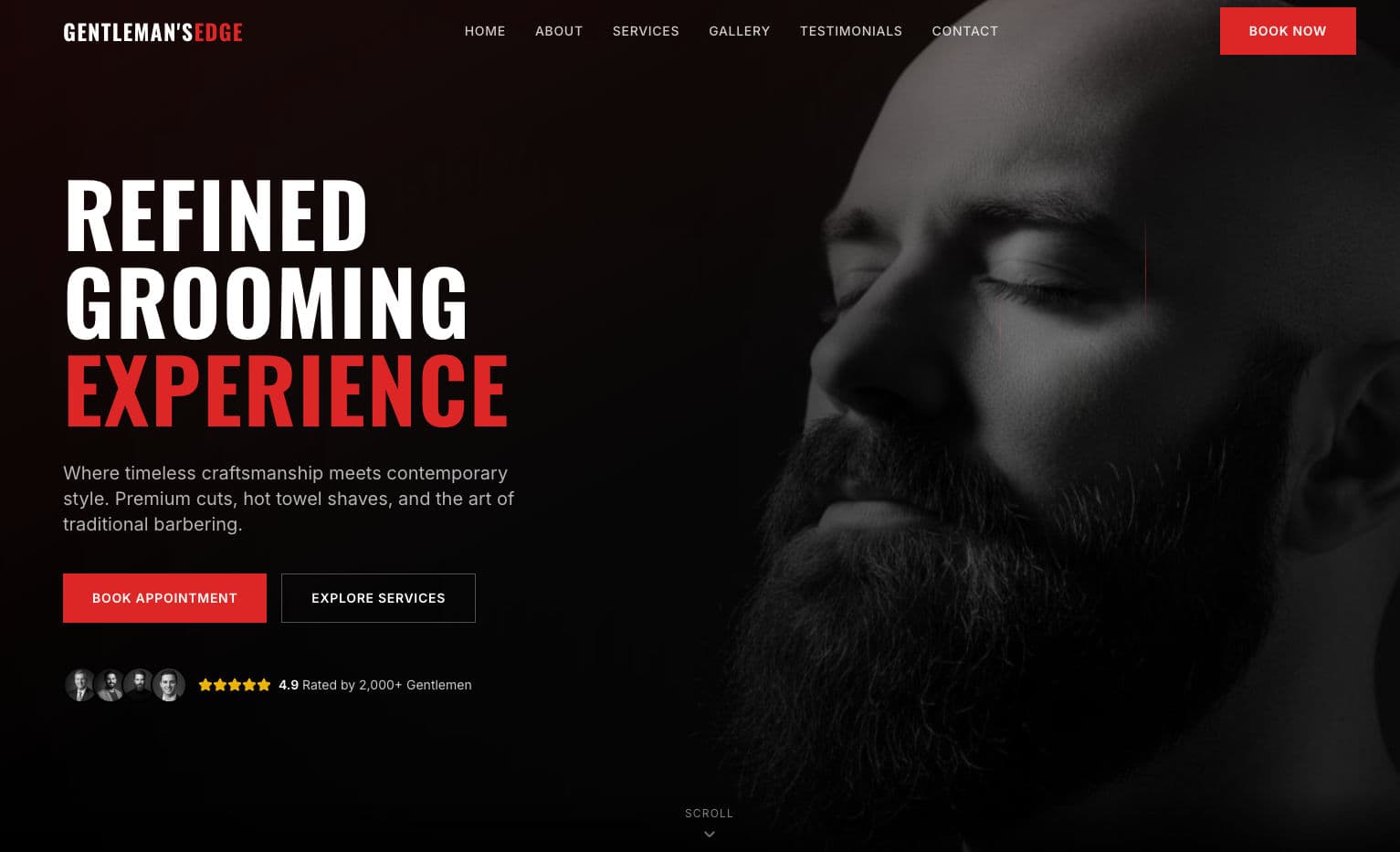 Gentleman's Edge - Premium Barbershop & Men's Grooming Website Template
